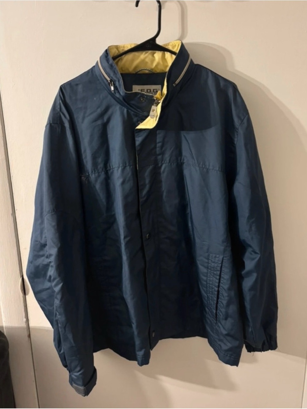 London Fog Navy Bomber Jacket with Yellow Lining